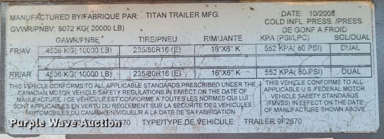 image for item DG3537 2009 Titan  equipment trailer