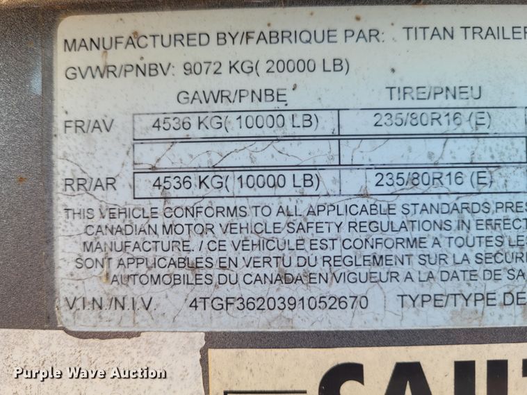 image for item DG3537 2009 Titan  equipment trailer