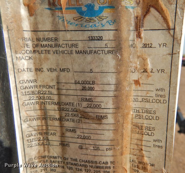 image for item DK2464 2013 Mack GU813  roll-off container truck