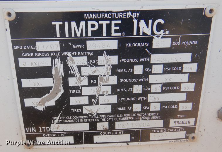 image for item DK8143 2008 Timpte  grain trailer
