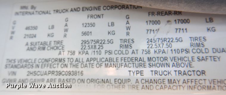 image for item DK8231 2009 International ProStar Premium  semi truck