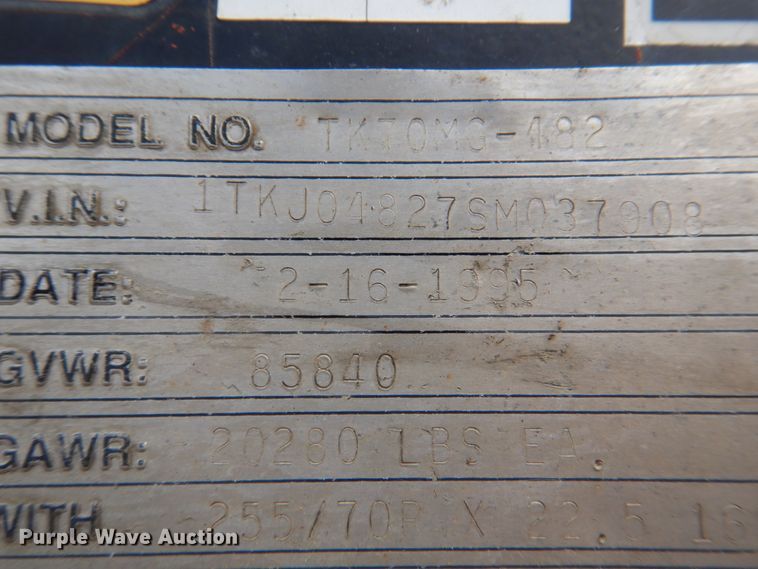 image for item DL0140 1995 Trail King TK70MG-482  lowboy equipment trailer