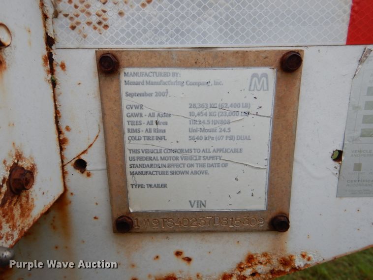 image for item DL0549 2007 Menard  vacuum trailer