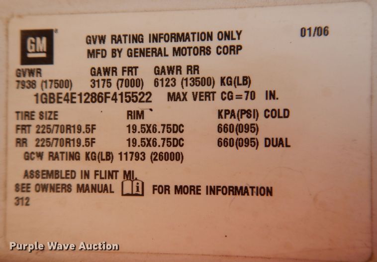 image for item IN9980 2006 Chevrolet C4500  utility / service truck