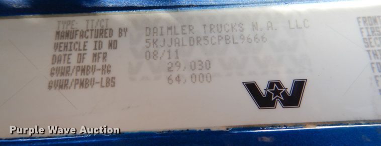 image for item IR9142 2012 Western Star 4900EX  semi truck