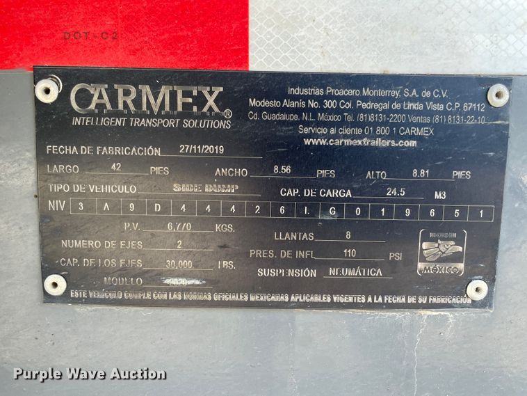image for item KK9447 2020 Carmex 2020  side dump trailer