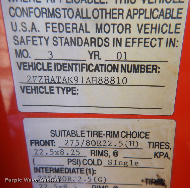 image for item DL3054 2001 Sterling LT7500  dump truck