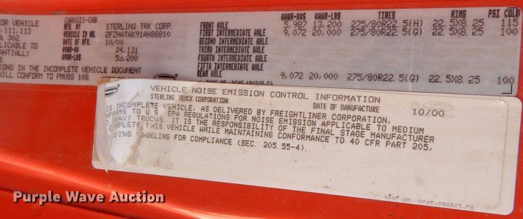 image for item DL3054 2001 Sterling LT7500  dump truck