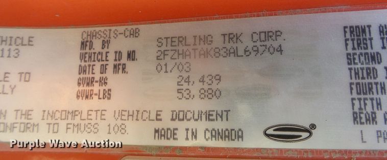 image for item GP9497 2003 Sterling LT7500  dump truck