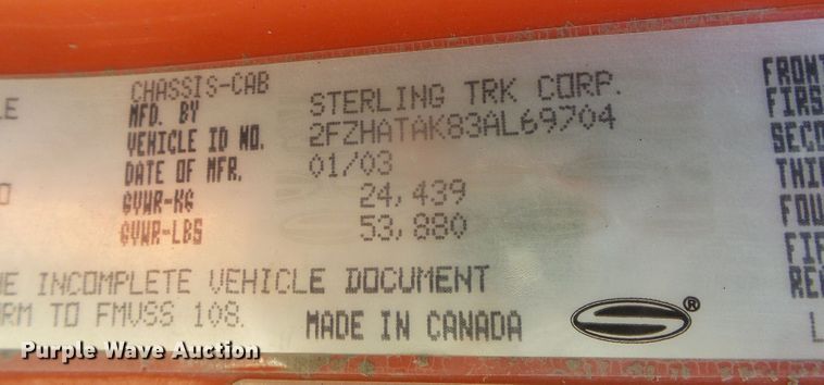 image for item GP9497 2003 Sterling LT7500  dump truck