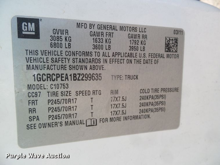 image for item GP9500 2011 Chevrolet Silverado 1500  Ext. Cab pickup truck