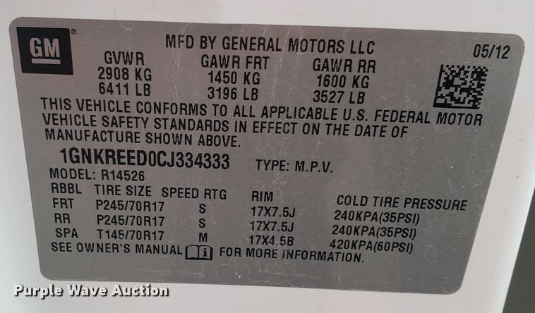 image for item KK9247 2012 Chevrolet Traverse  SUV