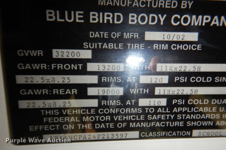 image for item DI5305 2004 Blue Bird TC2000  school bus