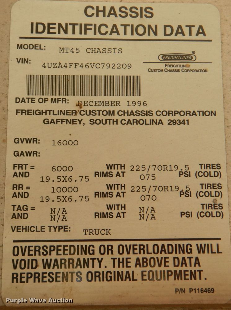 image for item DL0173 1997 Freightliner MT45  delivery truck