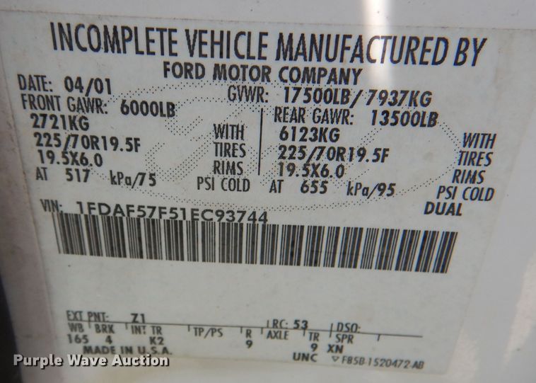 image for item DL3147 2001 Ford F550  flatbed truck