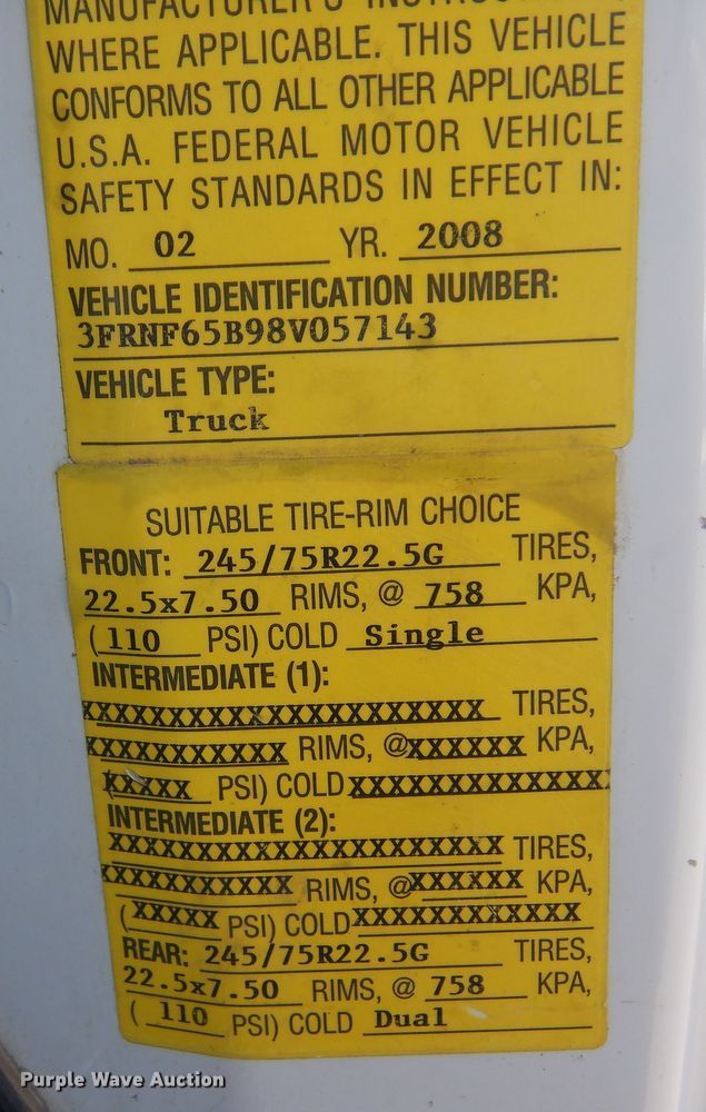 image for item DL6330 2008 Ford F650 Super Duty XLT  truck cab and chassis