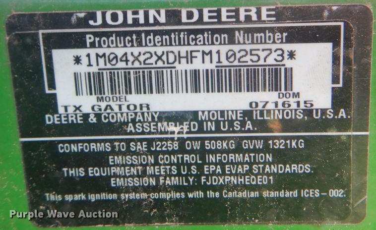 image for item DM3836 2015 John Deere Gator  utility vehicle