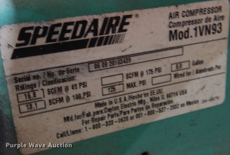 image for item DM5147 (2) Speedaire 1VN93 air compressors