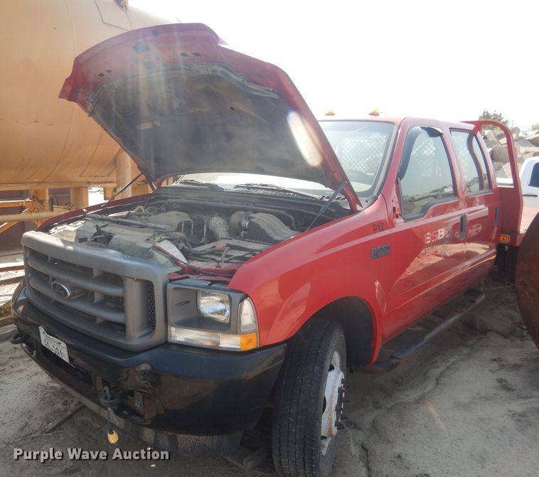 image for item HU9284 2002 Ford F550 Super Duty XL  Crew Cab flatbed truck