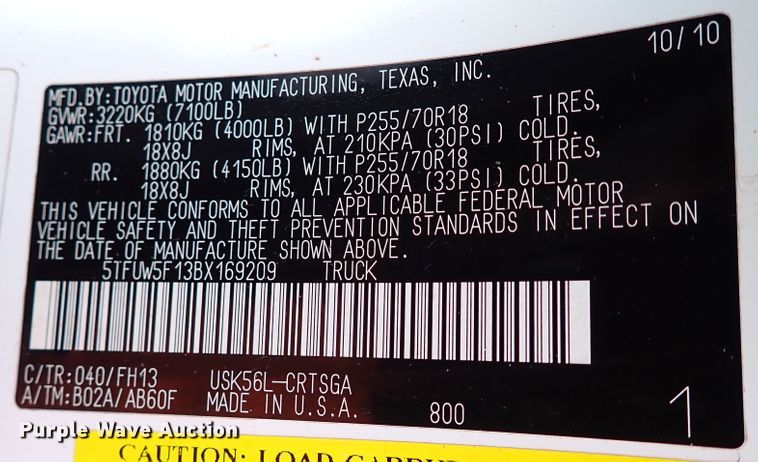 image for item IN9678 2011 Toyota Tundra  Double Cab pickup truck