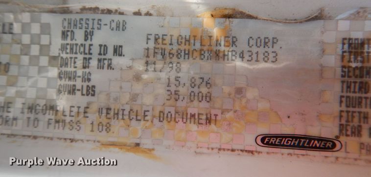 image for item IR9151 1999 Freightliner FL106  rescue vehicle