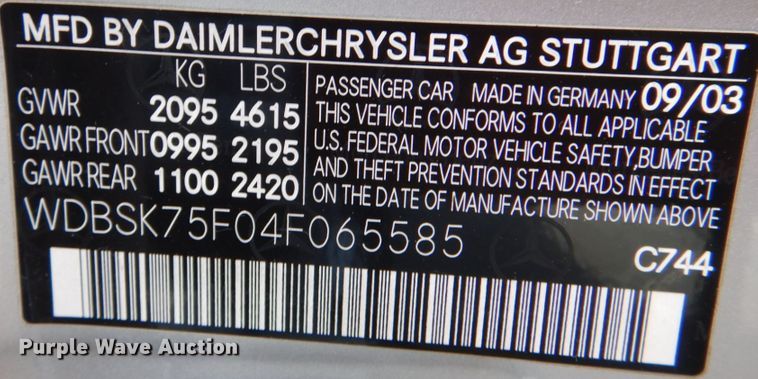 image for item IR9163 2004 Mercedes Benz SL500  convertible