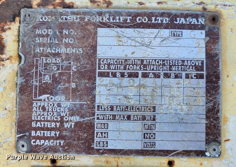 image for item IU9480 Komatsu FG15S  forklift