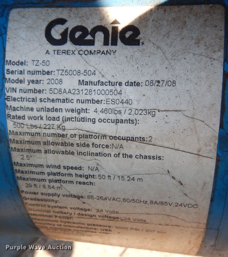 image for item JG9065 2008 Genie TZ-50  boom lift