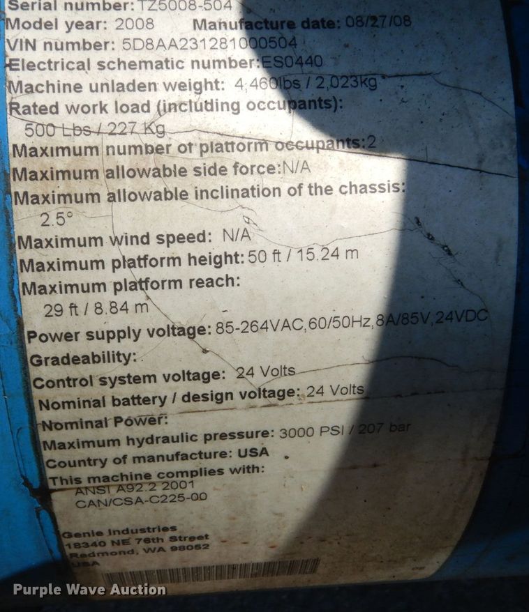 image for item JG9065 2008 Genie TZ-50  boom lift