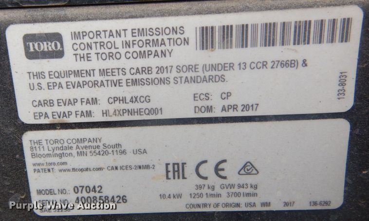 image for item JG9081 Toro GTX  golf cart