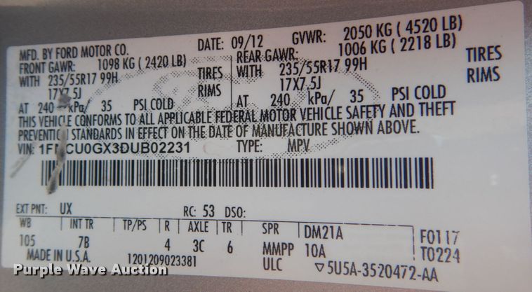 image for item JG9125 2013 Ford Escape SE  SUV