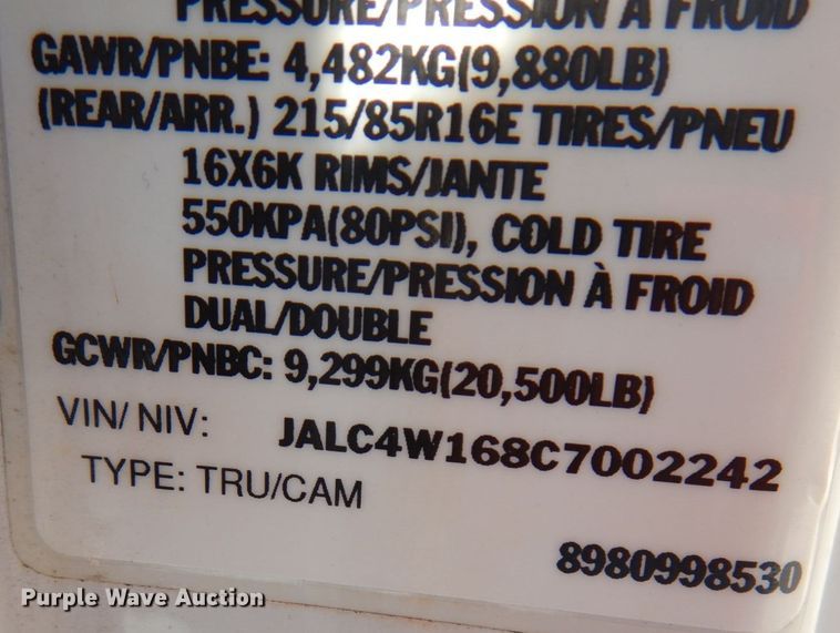 image for item JQ9156 2012 Isuzu NPR  box truck