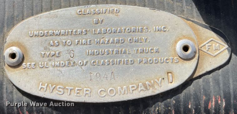 image for item JQ9555 Hyster 194A  forklift