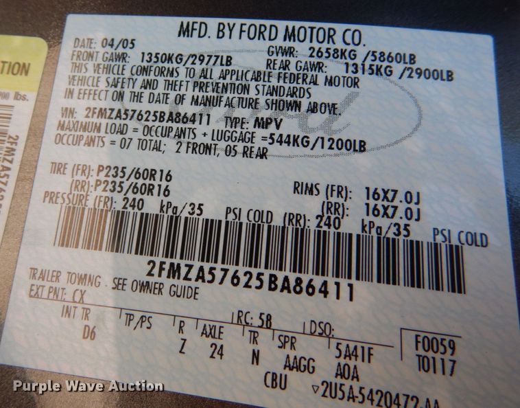 image for item KI9523 2005 Ford Freestar SES  van