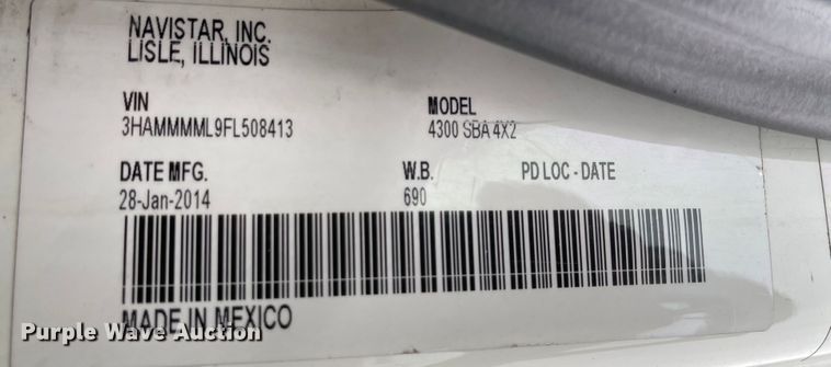 image for item KU9145 2015 International Dura Star 4300  box truck