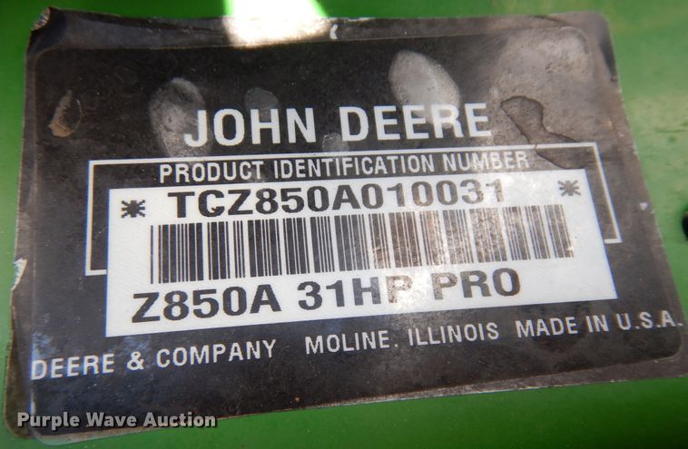 image for item KU9160 2008 John Deere Z850A  ZTR lawn mower