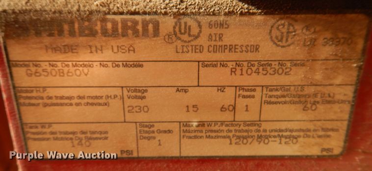 image for item KX9300 Sanborn Magna Force  air compressor