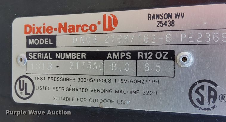 image for item KX9369 Dixie-Narco  vending machine