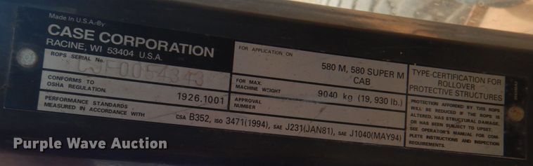 image for item DG1729 2002 Case 580 Super M  backhoe