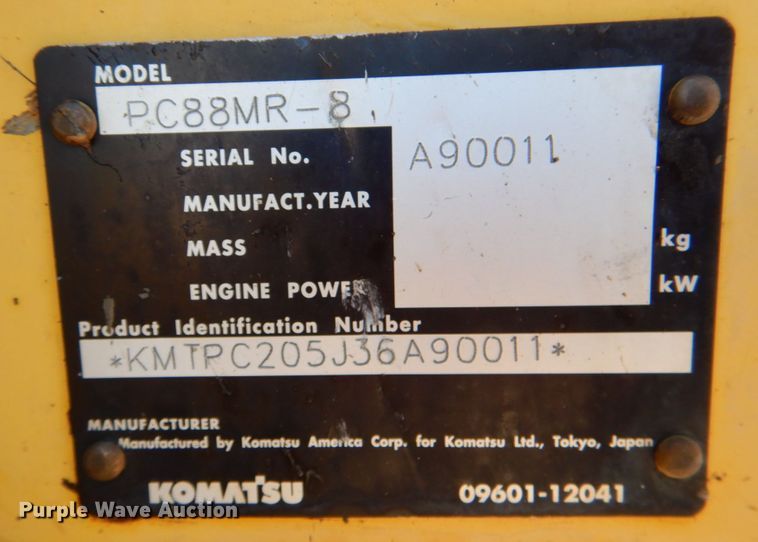 image for item DG1747 2009 Komatsu PC88MR-8  mini excavator