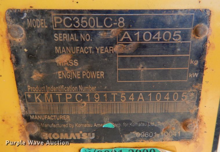 image for item DG1748 2011 Komatsu PC350LC-8  excavator