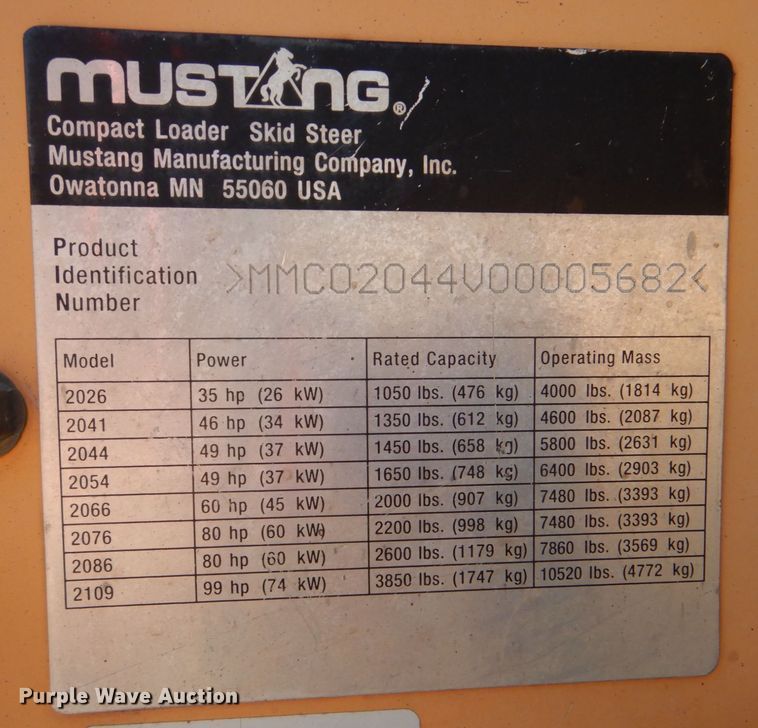 image for item DJ0788 2008 Mustang 2044  skid steer loader