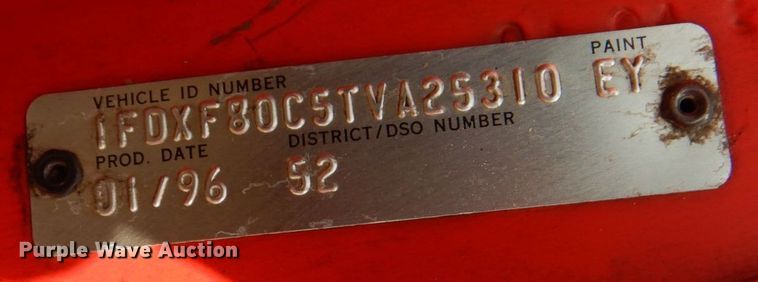 image for item DJ0792 1996 Ford F800  dump truck