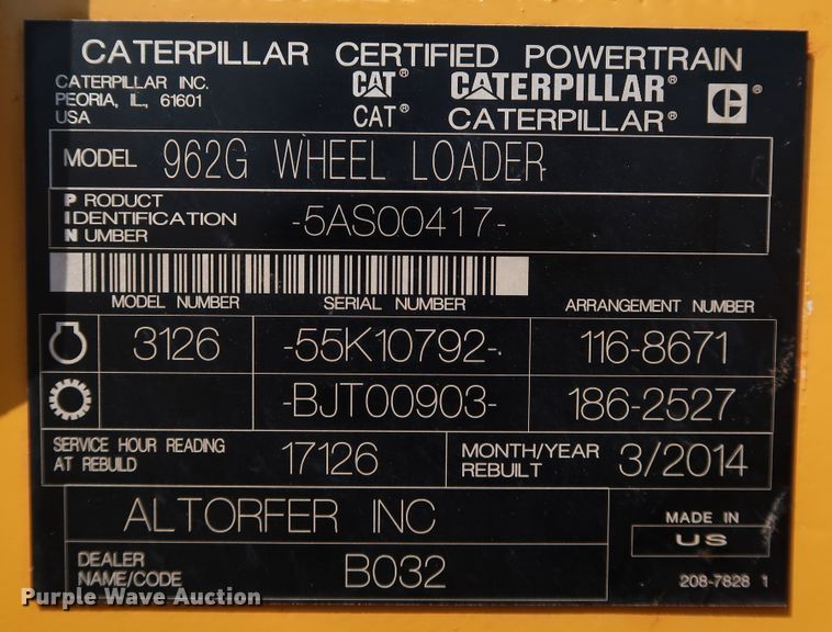 image for item DJ1949 2002 Caterpillar 962G  wheel loader