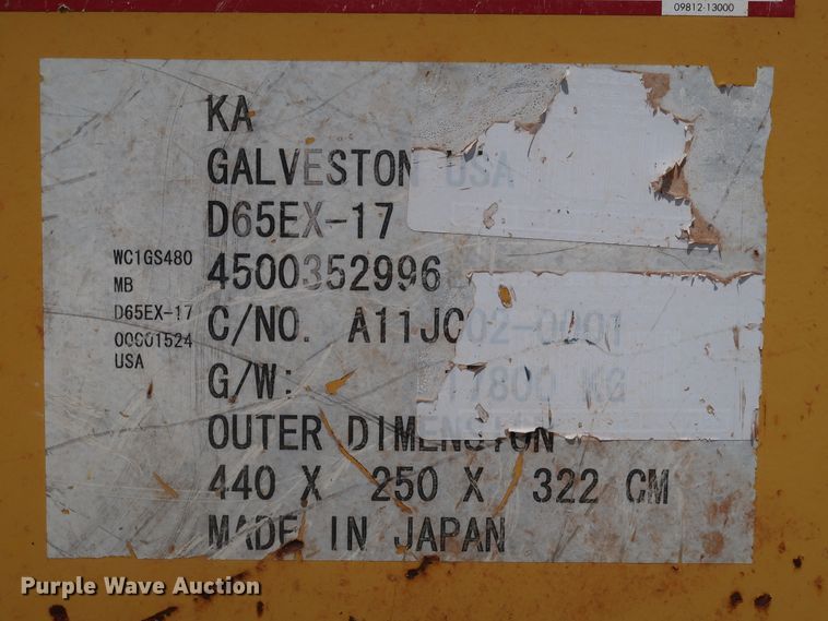 image for item DJ1953 2012 Komatsu D65EX-17  dozer