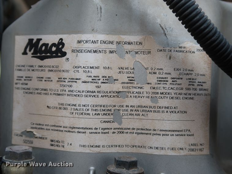 image for item DJ1977 2007 Mack Granite CTP713  dump truck