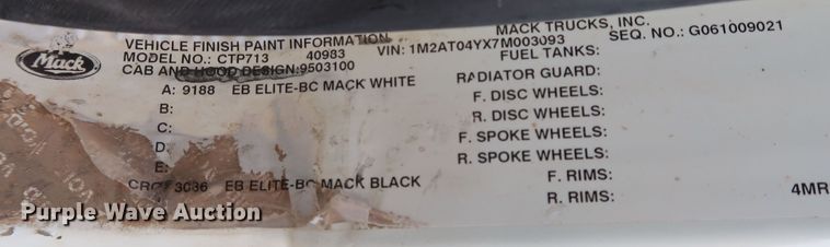 image for item DJ1977 2007 Mack Granite CTP713  dump truck