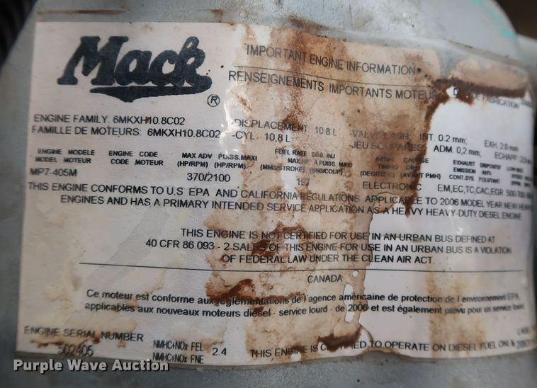 image for item DJ1978 2007 Mack Granite CTP713  dump truck