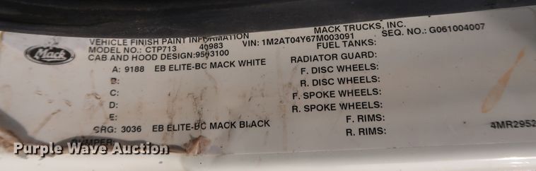 image for item DJ1978 2007 Mack Granite CTP713  dump truck