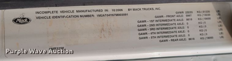 image for item DJ1978 2007 Mack Granite CTP713  dump truck